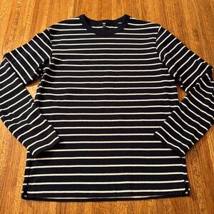 Uniqlo men’s Striped Long Sleeve T-Shirt Breton Navy/White Size small